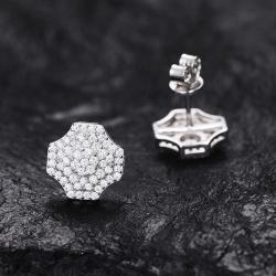 Luxury 925 Sterling Silver Earring New Style Rust Proof Moissanite Diamond Geometric Stud Earrings