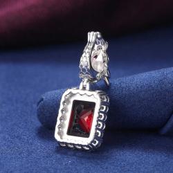 Originality 925 Sterling Silver VVS D Color Moissanite Radiant Cut Red Zircon Dragon Head Clasp Trendy Pendant