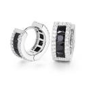 925 Sterling Silver Emerald Cut Black Moissanite Hoop Earring