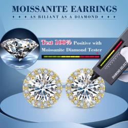 10mm Moissanite Diamond 925 Sterling Silver Halo Stud Earring