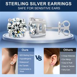 Luxury Mossanite Jewelry 3mm-11mm Classic Screw Back Gold 925 Sterling Silver VVS Moissanite Diamond Stud Earrings For Men Women