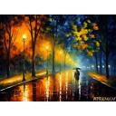 Gallery value USD18700 NIGHT WALK - PALETTE KNIFE Oil Painting On Canvas By Leonid Afremov