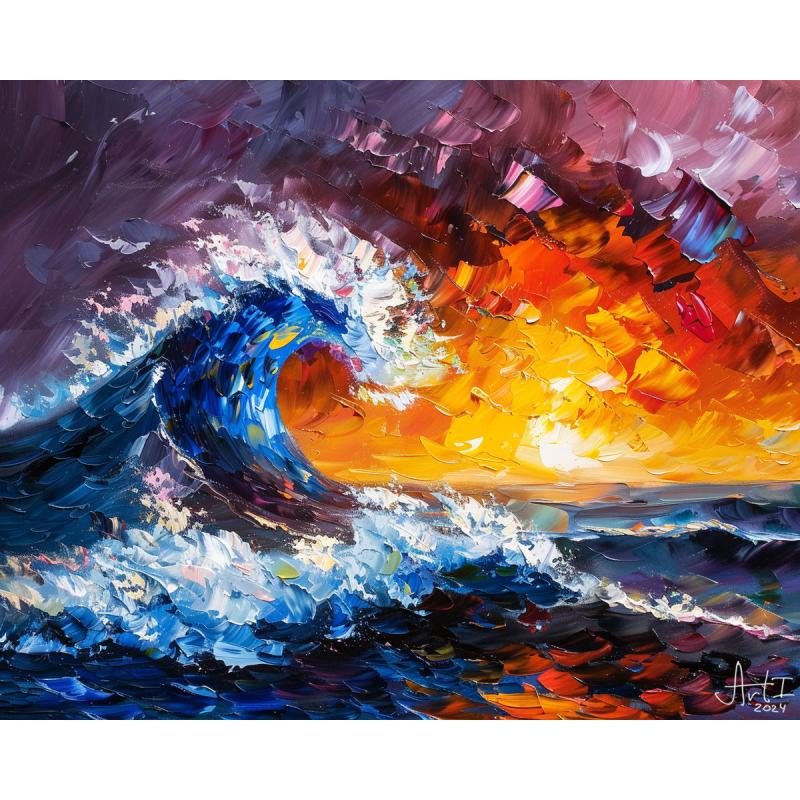 Gallery value USD10700 THE GREAT WAVE - PALETTE KNIFE Oil Painting On Canvas By Leonid Afremov