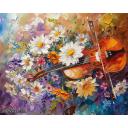 Gallery value USD8900 DAISY VIOLIN - PALETTE KNIFE Oil Painting On Canvas By Leonid Afremov