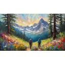 Gallery value USD18800 HIKING EXPEDITION - PALETTE KNIFE Oil Painting On Canvas By Leonid Afremov