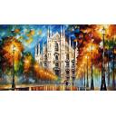 Gallery value USD11700 DUOMO DI MILANO MAJESTY - PALETTE KNIFE Oil Painting On Canvas By Leonid Afremov