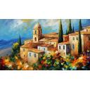 Gallery value USD8900 HILLTOP VILLAGE MAGIC - PALETTE KNIFE Oil Painting On Canvas By Leonid Afremov