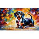 Gallery value USD12400 DAPPER DACHSHUND DELIGHT - PALETTE KNIFE Oil Painting On Canvas By Leonid Afremov