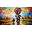 Gallery value USD8100 ECCENTRIC ELEPHANT ESCAPADES - PALETTE KNIFE Oil Painting On Canvas By Leonid Afremov