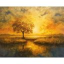 Gallery value USD14200 GOLDEN TRANQUILITY - PALETTE KNIFE Oil Painting On Canvas By Leonid Afremov