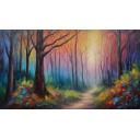 Gallery value USD17200 TWILIGHT FOREST - PALETTE KNIFE Oil Painting On Canvas By Leonid Afremov