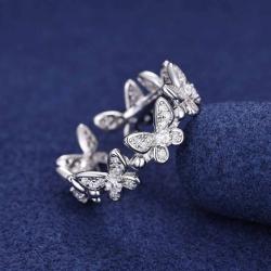 Jewelry Fashion Design Adjustable Ring 925 Sterling Silver  Butterfly Moissanite