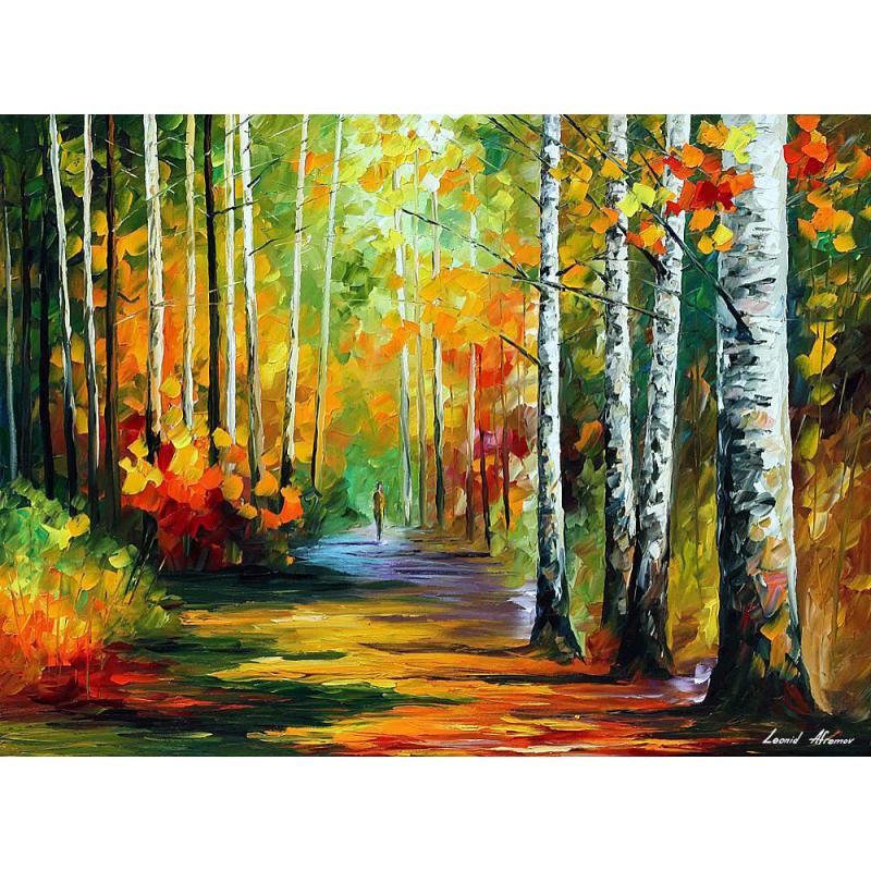 Gallery value USD18100 BIRCHES - PALETTE KNIFE Oil Painting On Canvas By Leonid Afremov