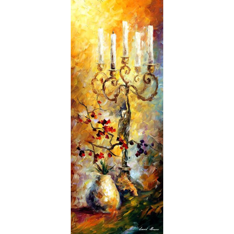 Gallery value USD9300 CANDLES - PALETTE KNIFE Oil Painting On Canvas By Leonid Afremov