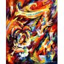 Gallery value USD17800 CLOWN AND CANARY - PALETTE KNIFE Oil Painting On Canvas By Leonid Afremov