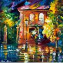 Gallery value USD10600 COLD BUILDING - PALETTE KNIFE Oil Painting On Canvas By Leonid Afremov