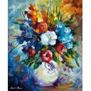 Gallery value USD18700 COLORFUL BOUQUET - PALETTE KNIFE Oil Painting On Canvas By Leonid Afremov