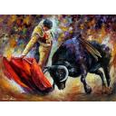 Gallery value USD18900 CORRIDA WITH DANGEROUS OPPONENT  - PALETTE KNIFE Oil Painting On Canvas By Leonid Afremov