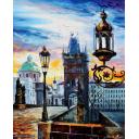 Gallery value USD19000 EVENING IN PRAGUE - PALETTE KNIFE Oil Painting On Canvas By Leonid Afremov