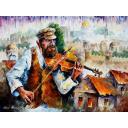 Gallery value USD15000 FIDDLER IN JERUSALEM - PALETTE KNIFE Oil Painting On Canvas By Leonid Afremov