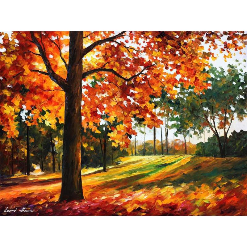 Gallery value USD10500 FREEDOM OF AUTUMN PARK - PALETTE KNIFE Oil Painting On Canvas By Leonid Afremov