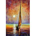 Gallery value USD15500 LITTLE GOLD SAIL - PALETTE KNIFE Oil Painting On Canvas By Leonid Afremov