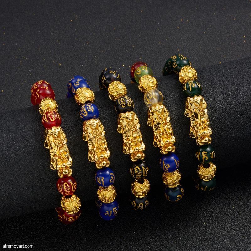 Lot of 12 Natural Stone Fengshui Pixiu Bracelet Elastic