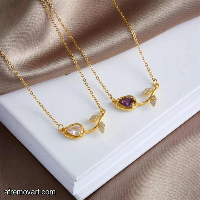 Lot of 12 Gold Chain Color Crystal Tulip Flower Necklace