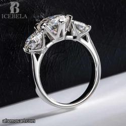 Lot of 2 925 Silver  Moissanite Luxury Designer Wedding Rings