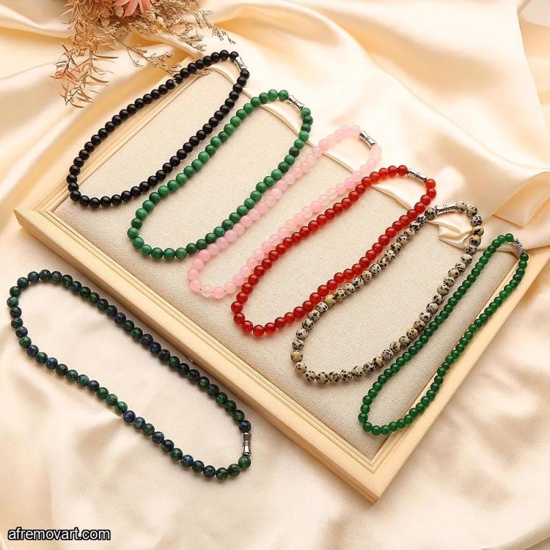 Lot of 12 Green Healing Stone Beaded Necklace