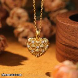 Lot of 2 18k Gold Zircon Heart Pendant Necklace