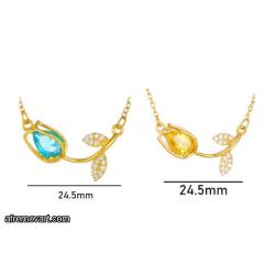 Lot of 12 Gold Chain Color Crystal Tulip Flower Necklace