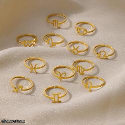 Lot of 12 Gold Plated 12 Zodiac Signs Rings