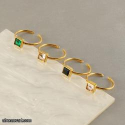 Lot of 12 Gold Colorful Heart Square Flower Zircon Ring