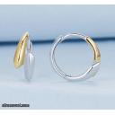 Lot of 3 925 Sterling Silver Elegant Unique Two Tone Hoop Earrings