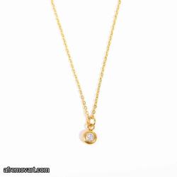 Lot of 12 Zircon Pendant 18K Gold Chocker Necklace