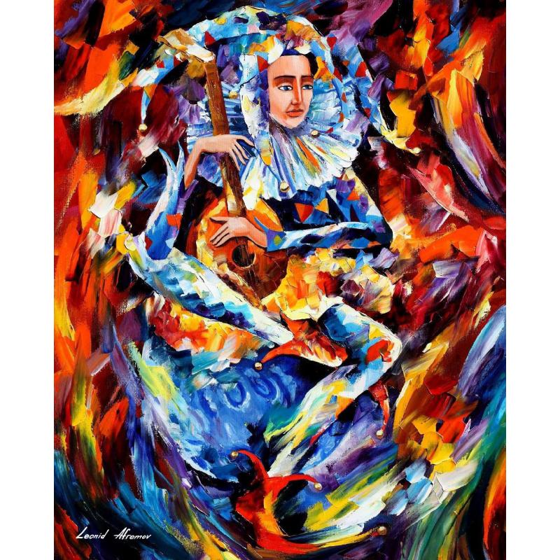 Gallery value USD9200 JESTER MUSIC - PALETTE KNIFE Oil Painting On Canvas By Leonid Afremov