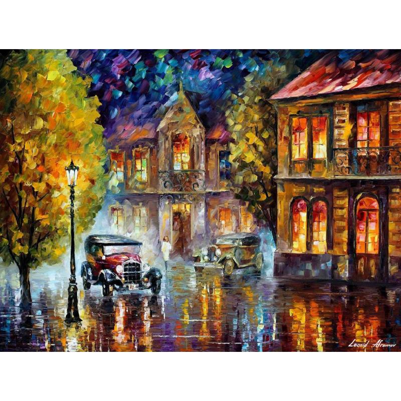 Gallery value USD11000 LOS ANGELES 1930 - PALETTE KNIFE Oil Painting On Canvas By Leonid Afremov