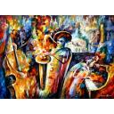 Gallery value USD9900 MUSICIANS - PALETTE KNIFE Oil Painting On Canvas By Leonid Afremov