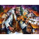 Gallery value USD11000 NIGHT MUSICIAN - PALETTE KNIFE Oil Painting On Canvas By Leonid Afremov