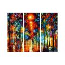 Gallery value USD18900 NIGHT PARK - Set of 3 paintings - PALETTE KNIFE Oil Painting On Canvas By Leonid Afremov