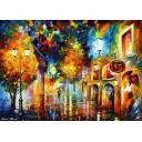 Gallery value USD18900 NIGHT STREET - PALETTE KNIFE Oil Painting On Canvas By Leonid Afremov