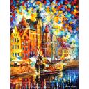 Gallery value USD9700 OLD DOCK - PALETTE KNIFE Oil Painting On Canvas By Leonid Afremov