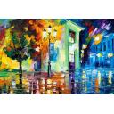 Gallery value USD12600 PUZZLED TOWN - PALETTE KNIFE Oil Painting On Canvas By Leonid Afremov