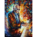 Gallery value USD9200 RAY CHARLES 3 - PALETTE KNIFE Oil Painting On Canvas By Leonid Afremov