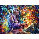 Gallery value USD14600 RAY CHARLES 5 - PALETTE KNIFE Oil Painting On Canvas By Leonid Afremov