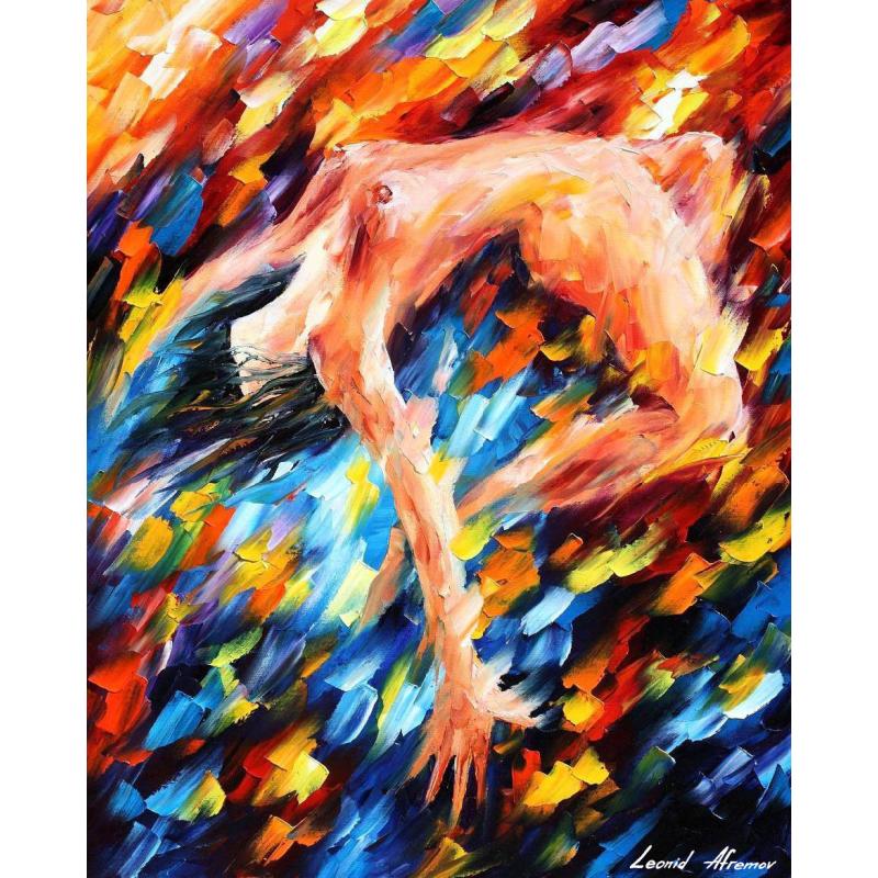 Gallery value USD18900 BACKWARD SOMERSAULT - PALETTE KNIFE Oil Painting On Canvas By Leonid Afremov