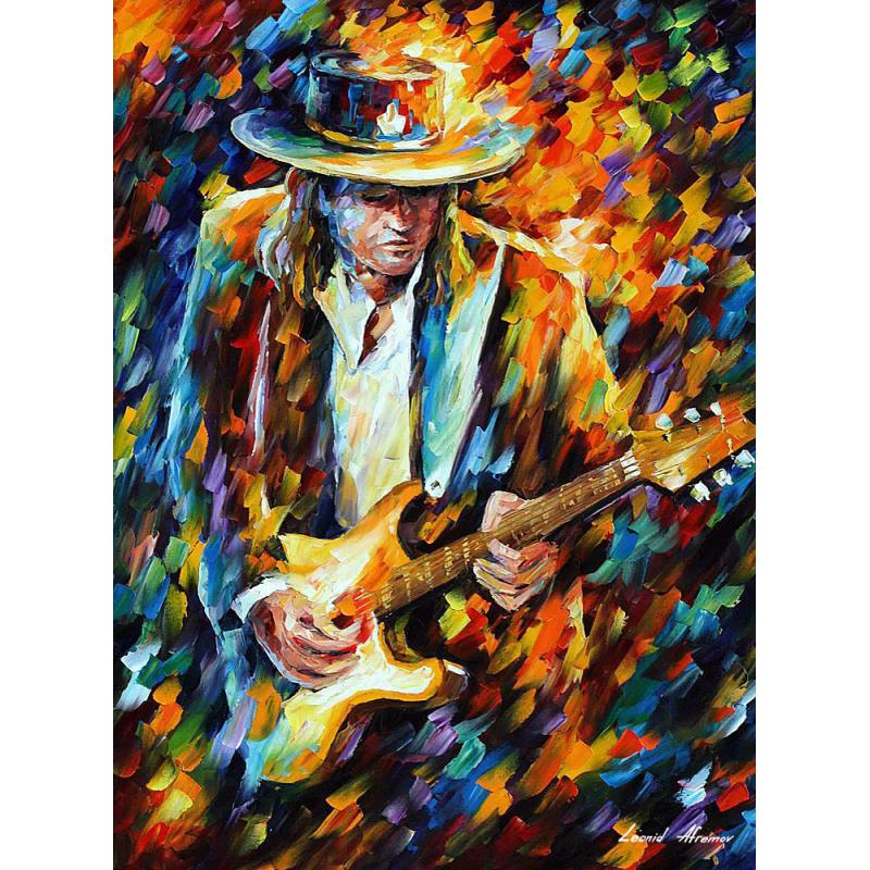 Gallery value USD12700 STEVIE RAY VAUGHAN 4 - PALETTE KNIFE Oil Painting On Canvas By Leonid Afremov