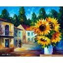 Gallery value USD9800 SEASON OF SUNFLOWERS - PALETTE KNIFE Oil Painting On Canvas By Leonid Afremov