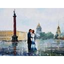 Gallery value USD18700 KISS IN ST. PETERSBURG - PALETTE KNIFE Oil Painting On Canvas By Leonid Afremov